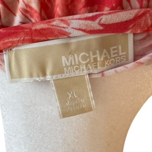 Michael Kors Red Floral Print Blouse Size XL - Picture 4 of 6